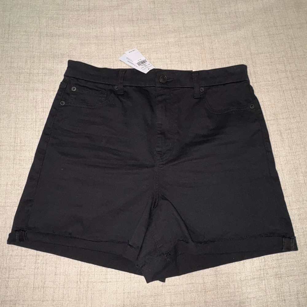 American Eagle Curvy High-Rise Shortie Black Jean Shorts NWT Sz 14